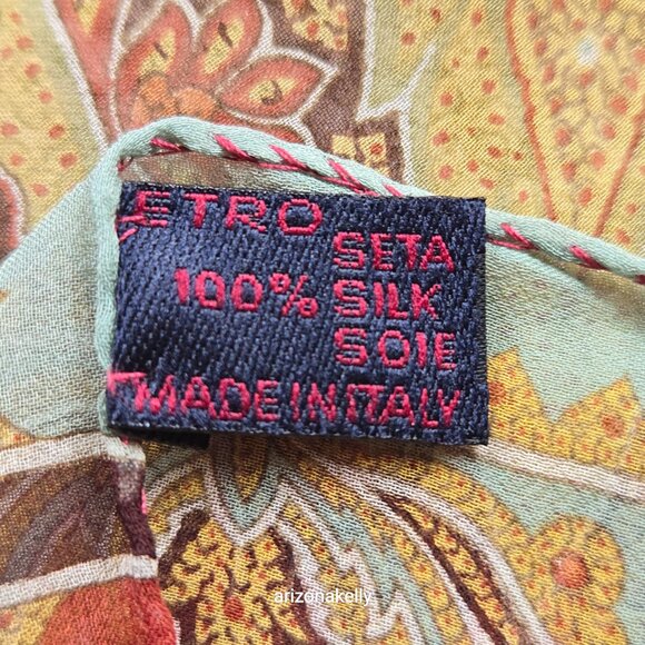 NWOT ETRO 100% Silk Square Scarf Crepe Fall Colors Earth Tones Italy Milan - Picture 3 of 16